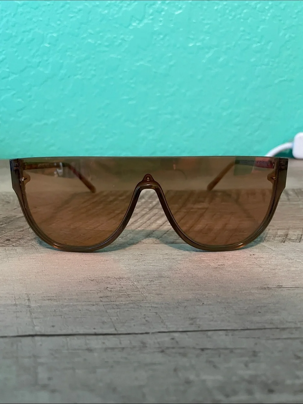 Michael Kors Unisex MK2151 Aspen Amber Rimless Shield Sunglasses